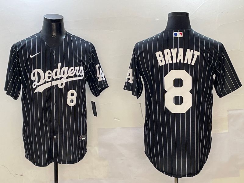 Men Los Angeles Dodgers 8 Bryant Black Stripe Jointly Name 2025 Nike MLB Jersey style 11